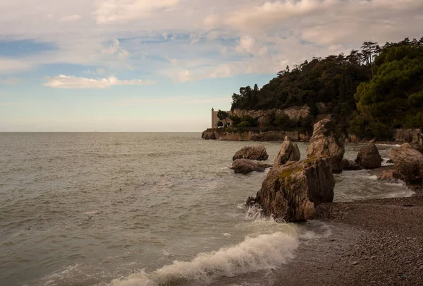 Widok zamku Miramare, Triest — Zdjęcie stockowe