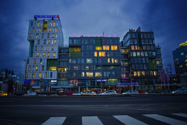 Západ slunce buildingat Sarajevo — Stock fotografie