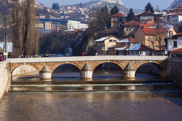 Weergave van de Latijns-brug in Sarajevo — Stockfoto