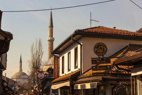 Weergave van de Bascarsijska Dzamija minaret, Sarajevo — Stockfoto