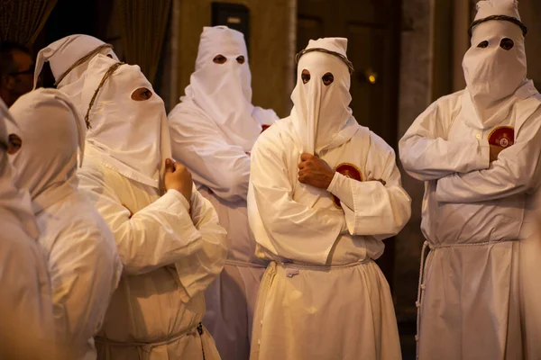 Leonforte Sicilia Abril Hermanos Cristianos Durante Tradicional Procesión Del Viernes — Foto de Stock