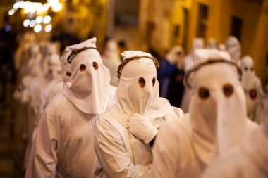 LEONFORTE, SICILY - APRIL, 19: Christian brethren during the traditional Good Friday procession on April 19, 2019