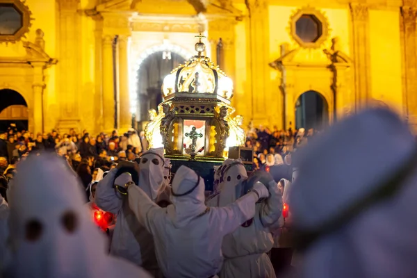 Leonforte Sicily April Christian Brethren Traditional Good Friday Procession April — Zdjęcie stockowe