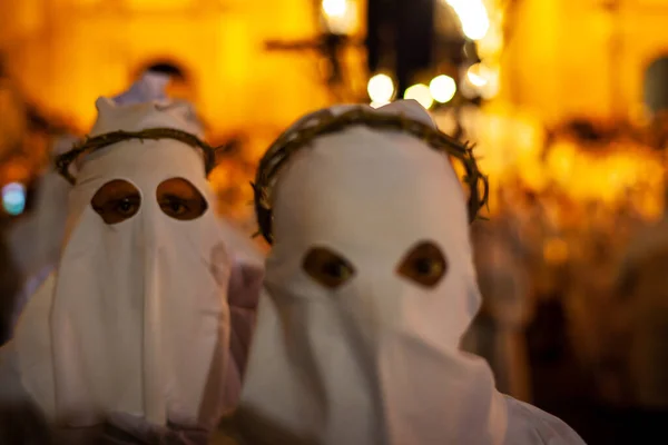 Leonforte Sicily April Christian Brethren Traditional Good Friday Procession April — Stockfoto