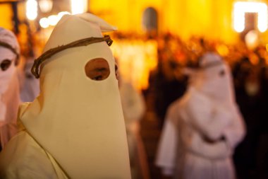 LEONFORTE, SICILY - APRIL, 19: Christian brethren during the traditional Good Friday procession on April 19, 2019