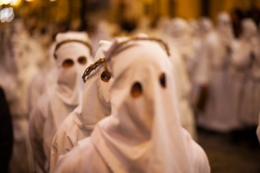 LEONFORTE, SICILY - APRIL, 19: Christian brethren during the traditional Good Friday procession on April 19, 2019