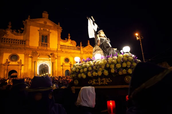 Leonforte Sicily April Christian Brethren Traditional Good Friday Procession April — Stok fotoğraf