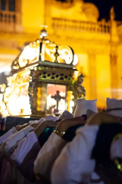 Leonforte Sicily April Christian Brethren Traditional Good Friday Procession April — Stock Photo, Image