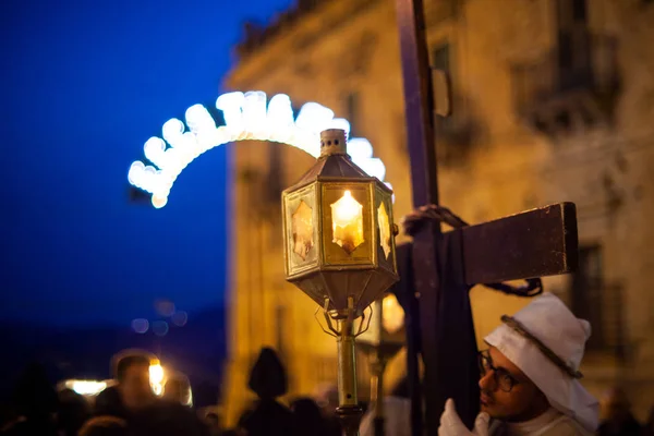 Leonforte Sicilia Aprile Lanterna Della Tradizionale Processione Del Venerdì Santo — Foto Stock