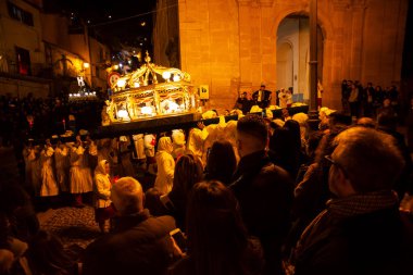 LEONFORTE, SICILY - APRIL, 19: Christian brethren during the traditional Good Friday procession on April 19, 2019