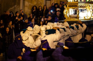 LEONFORTE, SICILY - APRIL, 19: Christian brethren during the traditional Good Friday procession on April 19, 2019