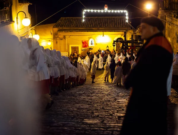 Leonforte Sicily April Christian Brethren Traditional Good Friday Procession April — Zdjęcie stockowe