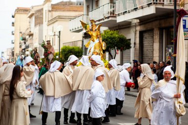 Leonforte, Sicilya - 19 Nisan: Geleneksel Kutsal Hafta Yürüyüşü 19 Nisan 2019