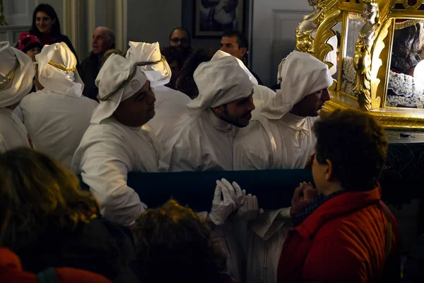 Leonforte Sicilia Abril Hermanos Cristianos Durante Tradicional Procesión Del Viernes — Foto de Stock