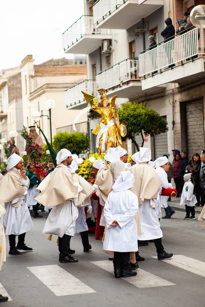 Leonforte Sicily April Traditional Holy Week Procession April 2019 — Stock Photo, Image