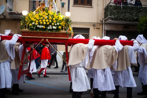 Leonforte Sicilya Nisan Geleneksel Kutsal Hafta Yürüyüşü Nisan 2019 — Stok fotoğraf