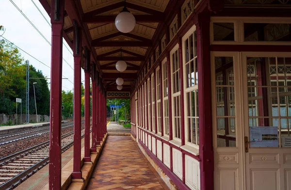 Utsikt Över Den Historiska Järnvägsstationen Miramare Trieste — Stockfoto