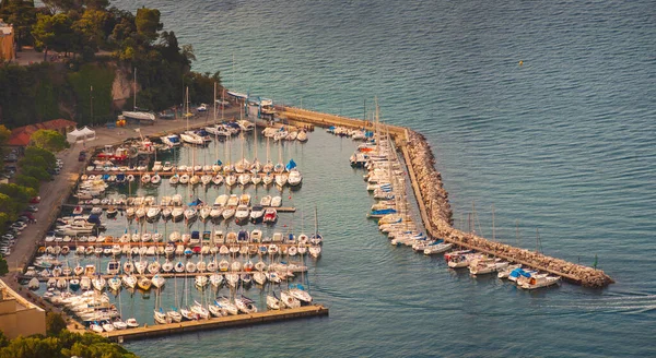 Vista Superior Del Muelle Grignano Lleno Barcos — Foto de Stock