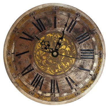 Beyaz arkaplanda izole edilmiş zarif vintage saat