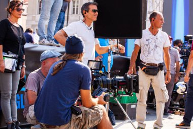 Trieste, İtalya - Eylül 07: perde arkası. Film ekibi, Gabriele Salvatores 'in yönetmenliğini yaptığı Il Ragazzo' yu filme alıyor.