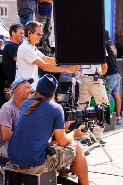 Trieste, İtalya - Eylül 07: perde arkası. Film ekibi, Gabriele Salvatores 'in yönetmenliğini yaptığı Il Ragazzo' yu filme alıyor.