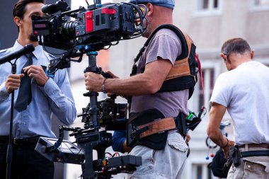 Trieste, İtalya - Eylül 07: perde arkası. Film ekibi, Gabriele Salvatores 'in yönetmenliğini yaptığı Il Ragazzo' yu filme alıyor.