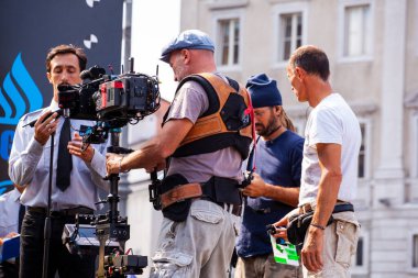 Trieste, İtalya - Eylül 07: perde arkası. Film ekibi, Gabriele Salvatores 'in yönetmenliğini yaptığı Il Ragazzo' yu filme alıyor.