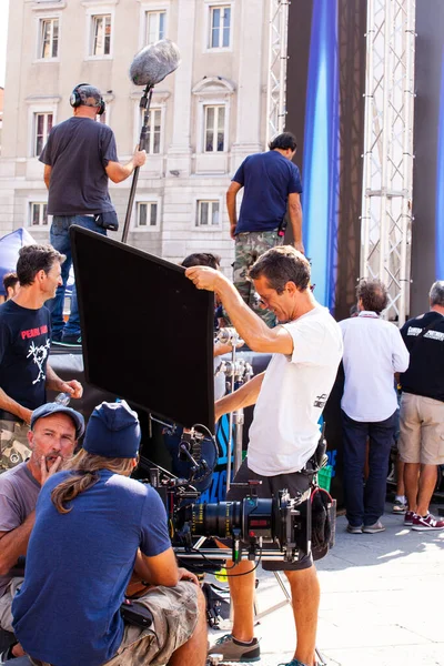 Trieste Itália Setembro Nos Bastidores Equipe Filmagem Filmando Ragazzo Invisibile — Fotografia de Stock