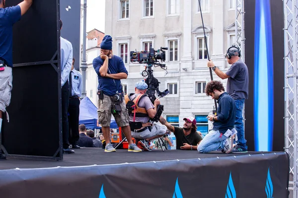 Trieste Italia Septiembre Detrás Del Escenario Equipo Filmación Filmando Ragazzo —  Fotos de Stock