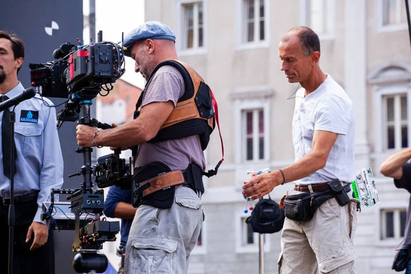 Trieste Italy September Scene Film Crew Team Filming Ragazzo Invisibile — Stock Photo, Image