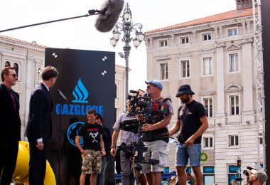 Trieste, İtalya - Eylül 07: perde arkası. Film ekibi, Gabriele Salvatores 'in yönetmenliğini yaptığı Il Ragazzo' yu filme alıyor.