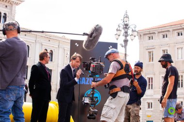 Trieste, İtalya - Eylül 07: perde arkası. Film ekibi, Gabriele Salvatores 'in yönetmenliğini yaptığı Il Ragazzo' yu filme alıyor.