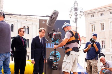 Trieste, İtalya - Eylül 07: perde arkası. Film ekibi, Gabriele Salvatores 'in yönetmenliğini yaptığı Il Ragazzo' yu filme alıyor.