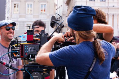 Trieste, İtalya - Eylül 07: perde arkası. Film ekibi, Gabriele Salvatores 'in yönetmenliğini yaptığı Il Ragazzo' yu filme alıyor.