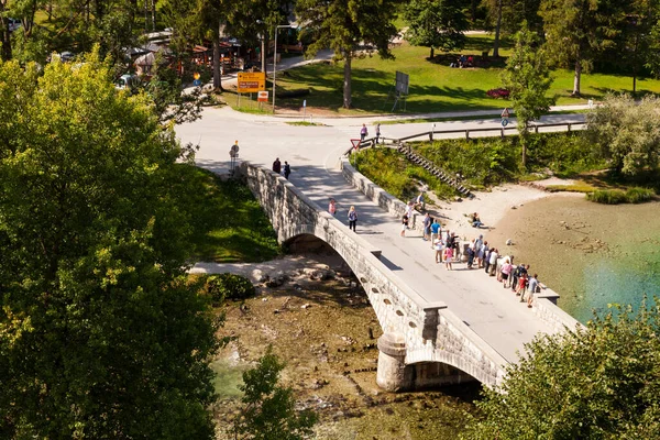 Top View Bridge Bohinj Lake Slovenia — Stock Photo, Image