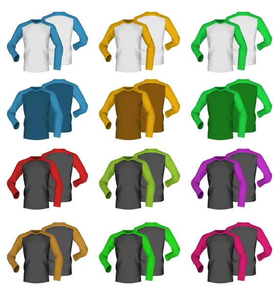 Dva barevné tričko šablonu prázdné s dlouhým rukávem. — Stockový vektor