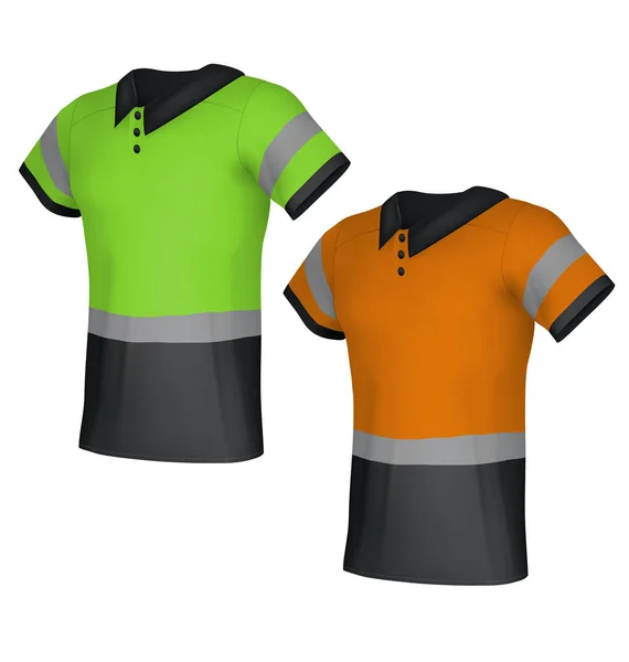 Camisas de polo reflectantes de seguridad — Vector de stock