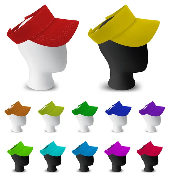 Color visor template on mannequin head. — Stock Vector