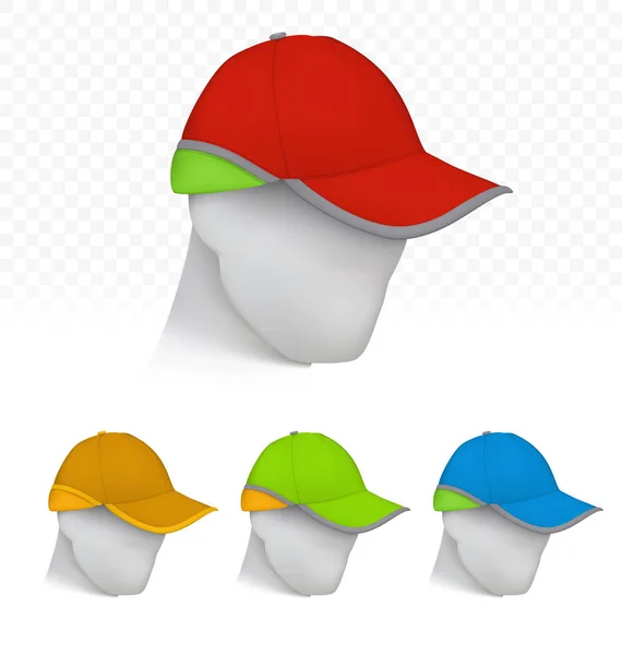Cap bezpieczeństwa w neonowe kolory na głowy manekina — Wektor stockowy