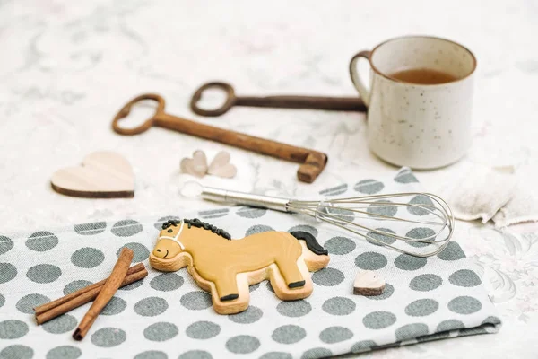 Cute hand made cookies in a shape of animals — Stock Photo, Image