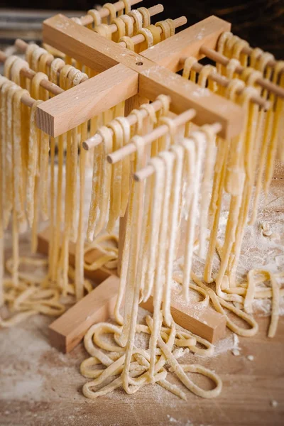 Traditional home made pasta drying — Stock Photo, Image