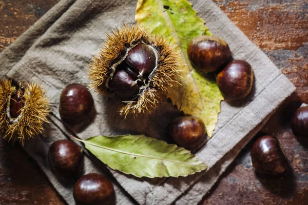 Fresh raw chestnuts — Stock Photo, Image