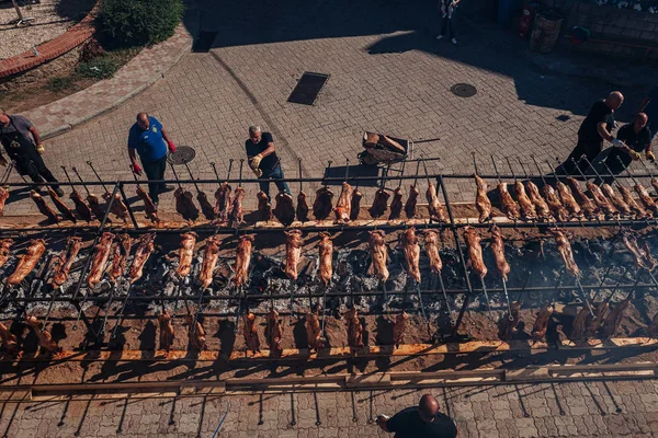 Orgosolo, Sardinia / October 2019: The old tradition of coot t — стокове фото