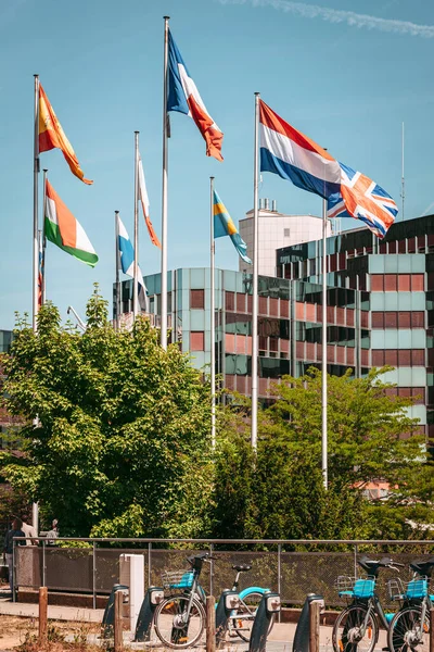 Luxembourg City July 2019 Country Flags European Financial District — Stock Photo, Image