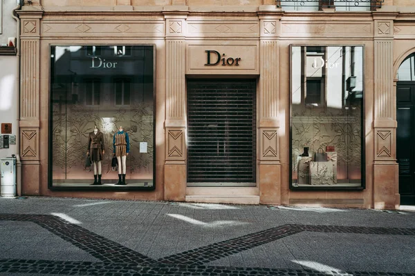 Город Люксембург Апрель 2020 Окна Магазинов Моды Время Чрезвычайной Ситуации — стоковое фото