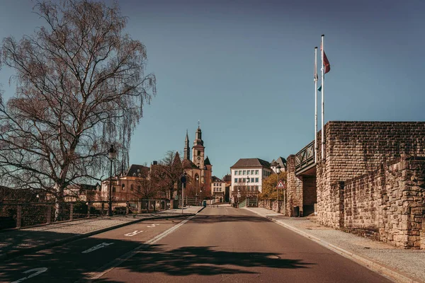 Luxemburg City April 2020 Leeg Stadscentrum Tijden Van Wereldwijde Coronavirus — Stockfoto