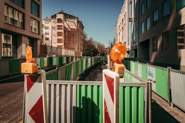 ルクセンブルク市内中心部で道路工事 — ストック写真