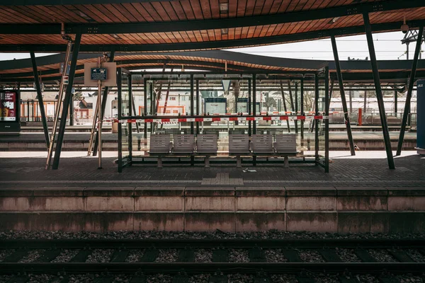 Cidade Luxemburgo Abril 2020 Estação Ferroviária Pública Tempos Emergência Global — Fotografia de Stock
