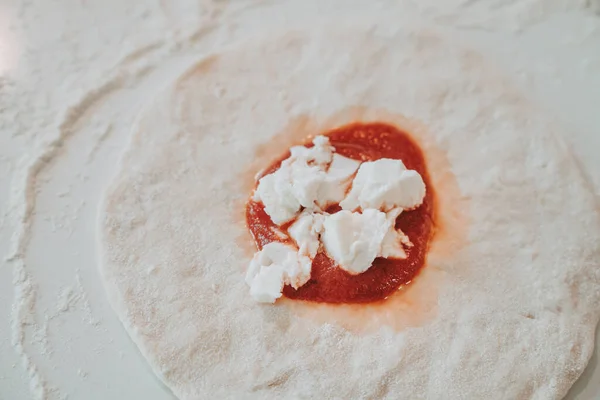 Elaboración Bocadillos Panzerotti Caseros Puglia Italia —  Fotos de Stock