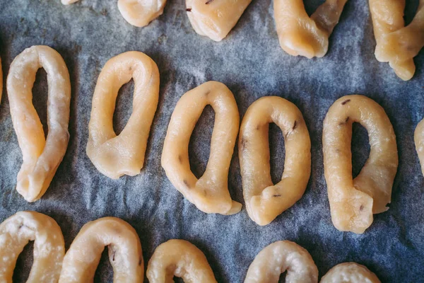 Handgjort Taralli Salt Mellanmål Typiskt Från Apulien Italien — Stockfoto